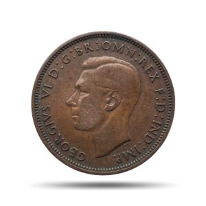 Half Penny George VI 1939 Bronze Coin, United Kingdom, Collectible.