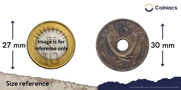 10 Cents Elizabeth II 1956 Bronze Coin, East Africa, Collectible. - Image 4