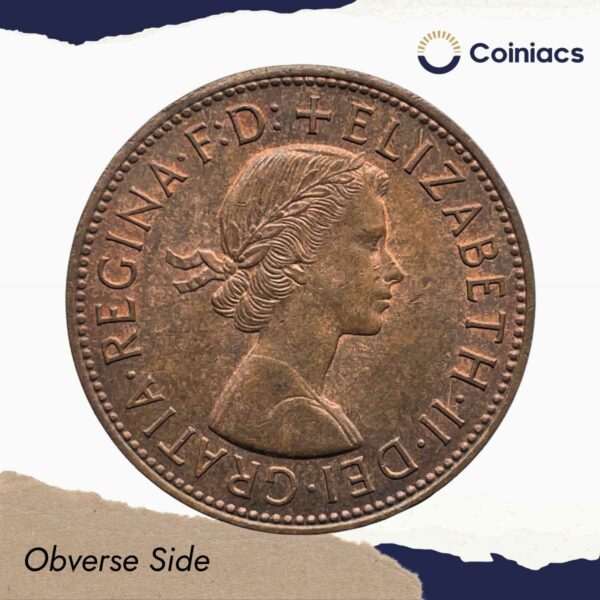 One Penny Elizabeth II 1963 Bronze Coin, United Kingdom, Collectible. - Image 2
