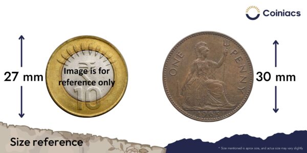 One Penny Elizabeth II 1963 Bronze Coin, United Kingdom, Collectible. - Image 4