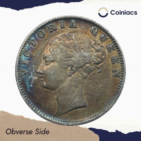 One Rupee Victoria Queen 1840 Continuous Legend Silver Coin, British India Uniform Coinage, Collectible. - Image 2