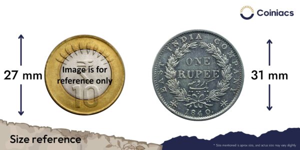 One Rupee Victoria Queen 1840 Continuous Legend Silver Coin, British India Uniform Coinage, Collectible. - Image 4