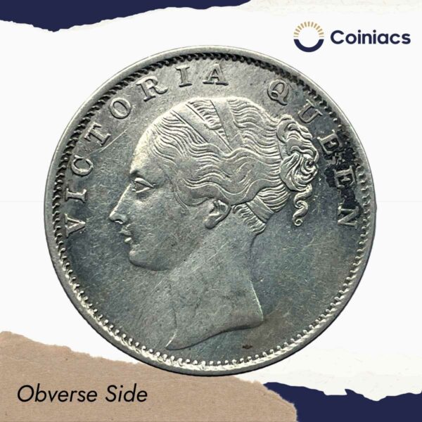 One Rupee Victoria Queen 1840 Continuous Legend Silver Coin, British India Uniform Coinage, Collectible. - Image 2