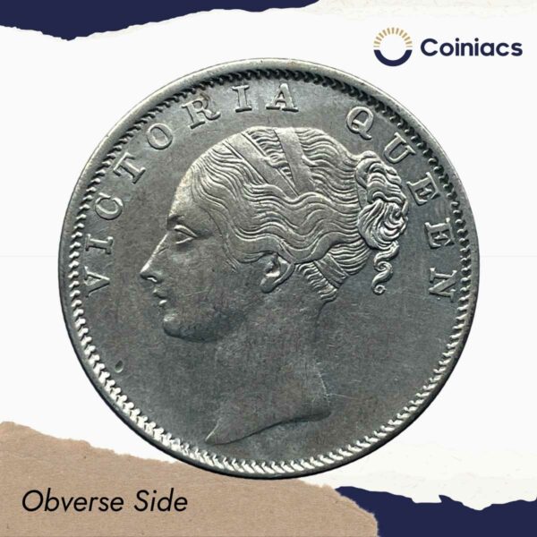 One Rupee Victoria Queen 1840 Continuous Legend Silver Coin, British India Uniform Coinage, Collectible. - Image 2