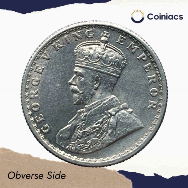 Half Rupee George V King Emperor 1936 Calcutta Mint Silver Coin, British India Uniform Coinage, XF+. - Image 2