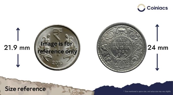 Half Rupee George V King Emperor 1923 Calcutta Mint Silver Coin, British India Uniform Coinage, AU. - Image 4