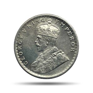 Half Rupee George V King Emperor 1923 Calcutta Mint Silver Coin, British India Uniform Coinage, AU.