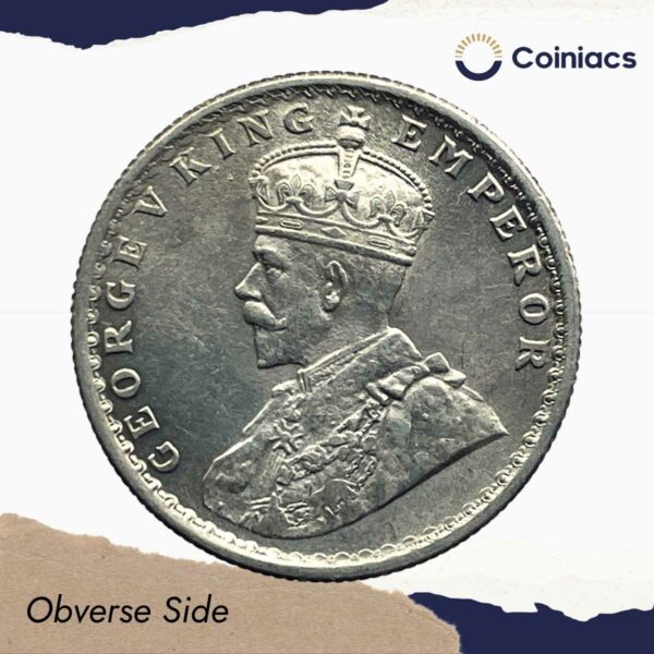 Half Rupee George V King Emperor 1923 Calcutta Mint Silver Coin, British India Uniform Coinage, AU. - Image 2