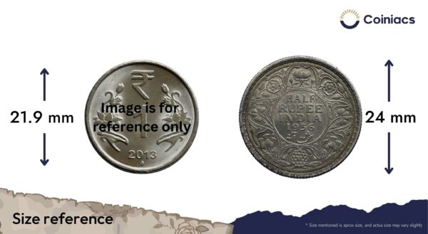 Half Rupee George V King Emperor 1936 Calcutta Mint Silver Coin, British India Uniform Coinage, XF+. - Image 4