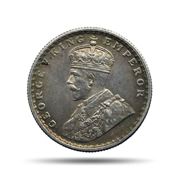 Half Rupee George V King Emperor 1936 Calcutta Mint Silver Coin, British India Uniform Coinage, XF+.