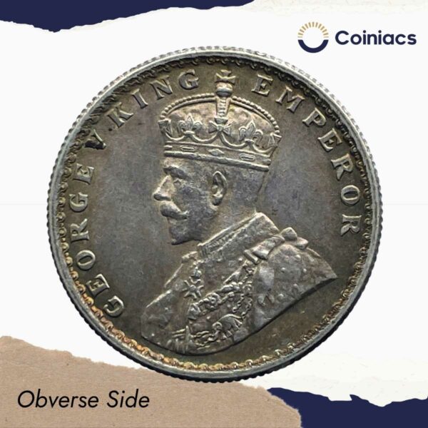 Half Rupee George V King Emperor 1936 Calcutta Mint Silver Coin, British India Uniform Coinage, XF+. - Image 2
