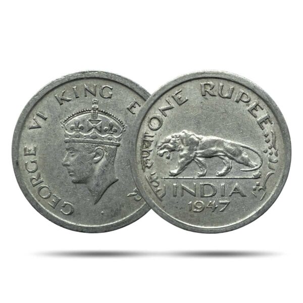 Scarce SET of 3 One Rupee Copper-Nickel Coins of Indian History (One Rupee 1947, 1950, 1962), British India & Republic India Coinage, Collectible. - Image 4