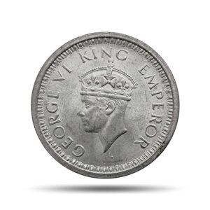 UNC Scarce One Rupee George VI King Emperor (1940-45) Silver Coin, British India Uniform Coinage, UNC.
