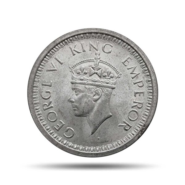 UNC Scarce One Rupee George VI King Emperor (1940-45) Silver Coin, British India Uniform Coinage, UNC.