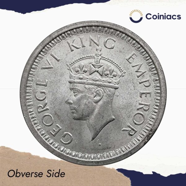 UNC Scarce One Rupee George VI King Emperor (1940-45) Silver Coin, British India Uniform Coinage, UNC. - Image 3