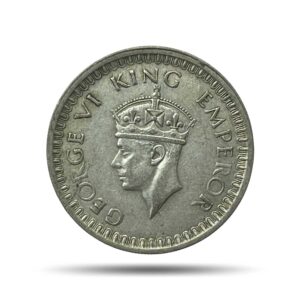 Half Rupee George VI King  Emperor (1940-45) Silver Coin, British India Uniform Coinage, Collectible.
