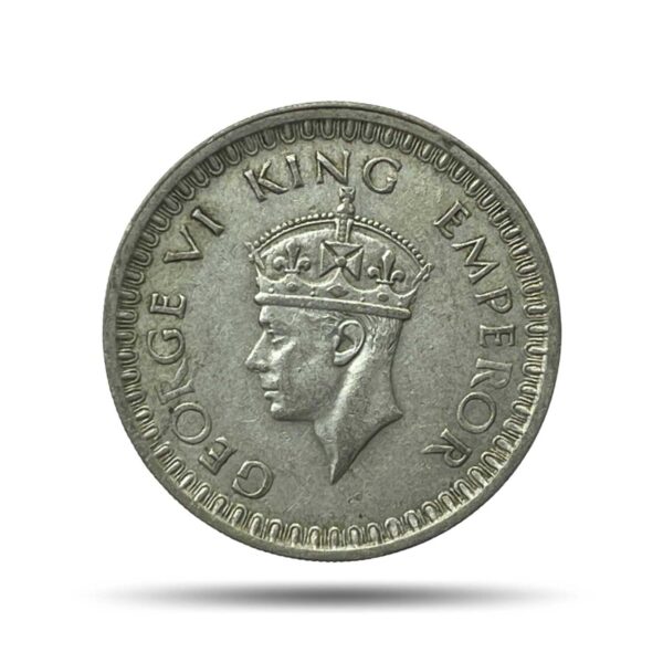 Half Rupee George VI King  Emperor (1940-45) Silver Coin, British India Uniform Coinage, Collectible.