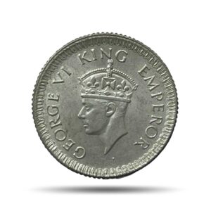 1/4 Rupee George VI King Emperor (1940-45) Silver Coin, British India Uniform Coinage, Collectible.