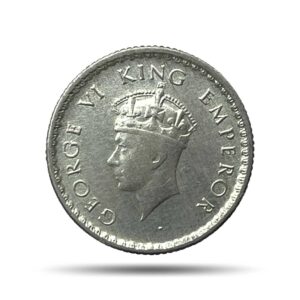 1/4 Rupee George VI King Emperor 1939 Silver Coin, British India Uniform Coinage, Collectible