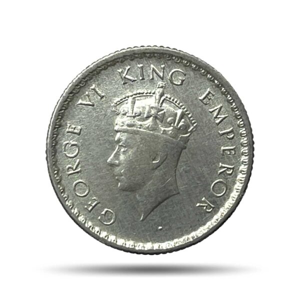 1/4 Rupee George VI King Emperor 1939 Silver Coin, British India Uniform Coinage, Collectible