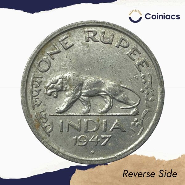 One Rupee George VI King & Emperor 1947 Bombay Mint Nickel Coin, British India Uniform Coinage, Collectable. - Image 3