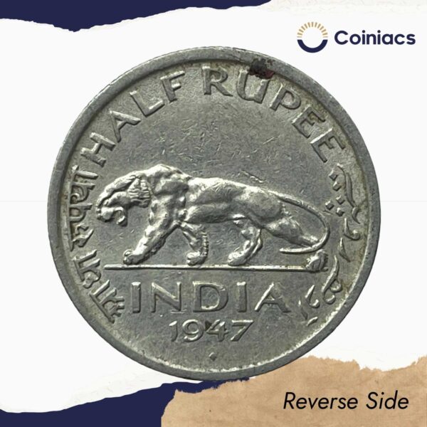 Half Rupee George VI King & Emperor 1946-47 Nickel Coin, British India Uniform Coinage, Collectable. - Image 3