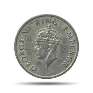Quarter Rupee George VI King & Emperor 1946-47 Bombay Mint Nickel Coin, British India Uniform Coinage, Collectable.