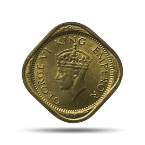 UNC 1/2 Annas George VI King Emperor (1942-45) Nickel-Brass Coin, British India Uniform Coinage, UNC.
