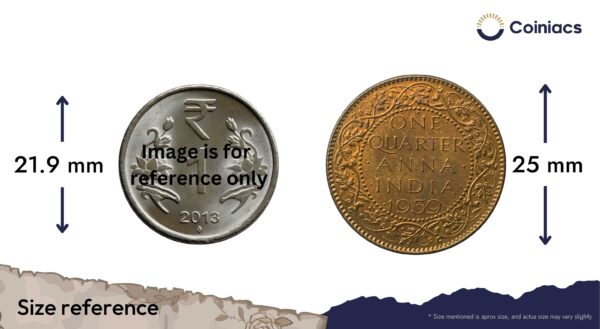 UNC One Quarter Anna George VI King Emperor (Head I) 1939 Bronze Coin, British India Uniform Coinage, UNC. - Image 4