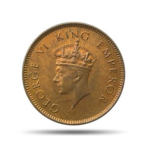 UNC One Quarter Anna George VI King Emperor (Head I) 1939 Bronze Coin, British India Uniform Coinage, UNC.