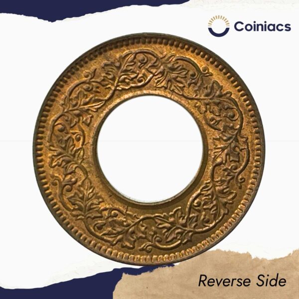 UNC 1 Pice (Hole Pice) George VI King Emperor (1943-47) Bronze Coin, British India Uniform Coinage, UNC - Image 3