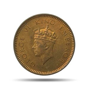 UNC 1/2 Pice George VI King Emperor (1939-40) Bronze Coin, British India Uniform Coinage, UNC.