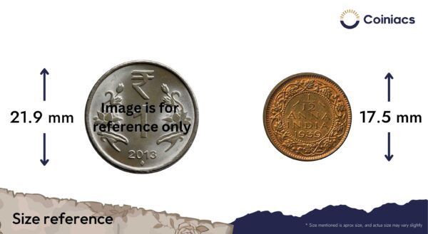 UNC 1/12 Anna George VI King Emperor (1939-40) Bronze Coin, British India Uniform Coinage, UNC. - Image 4