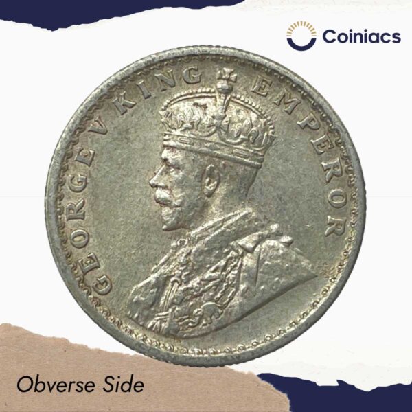 Scarce Half Rupee George V King Emperor (1912-36) Silver Coin, British India Uniform Coinage, Collectible. - Image 2