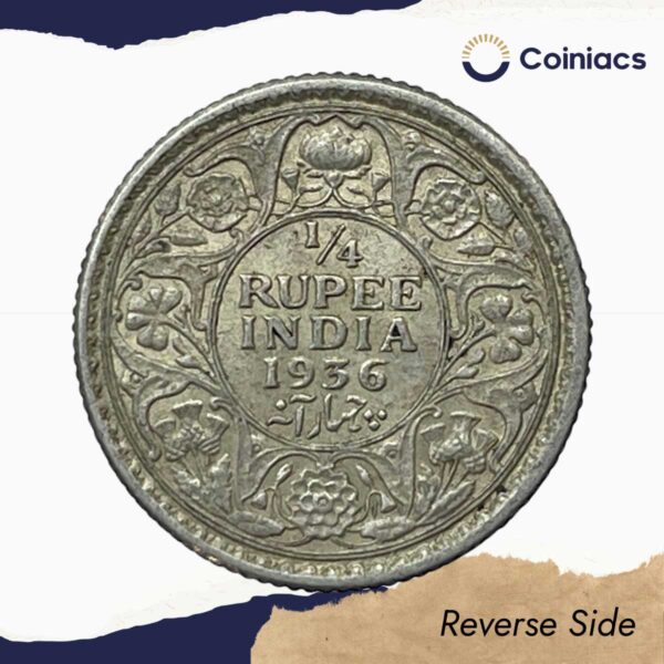 1/4 Rupee George V King Emperor (1912-36) Silver Coin, British India Uniform Coinage, Collectible - Image 3
