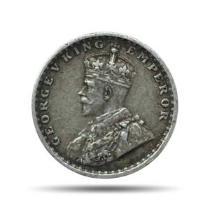 Two Annas George V King Emperor (1912-17) Silver Coin, British India Uniform Coinage, Collectible.