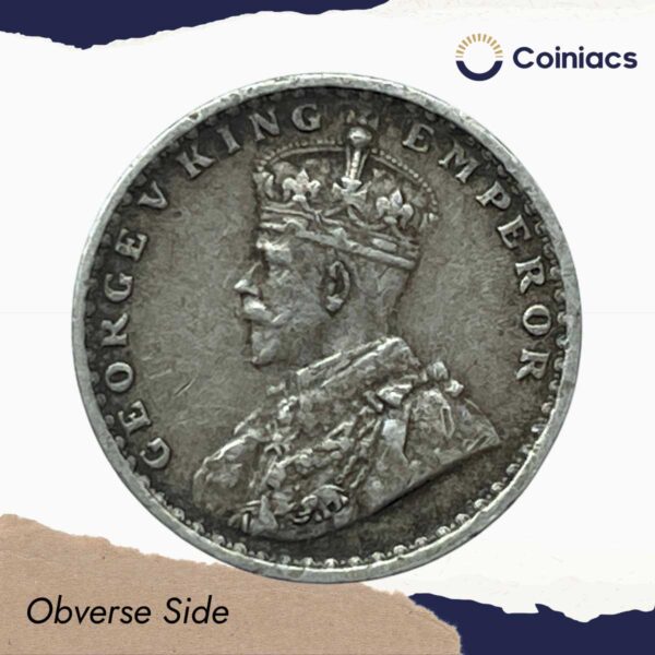 Two Annas George V King Emperor (1912-17) Silver Coin, British India Uniform Coinage, Collectible. - Image 2
