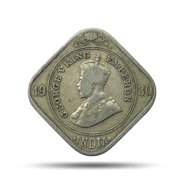 2 Annas George V King Emperor (1918-36) Cupro-Nickel Coin, British India Uniform Coinage, Collectible.