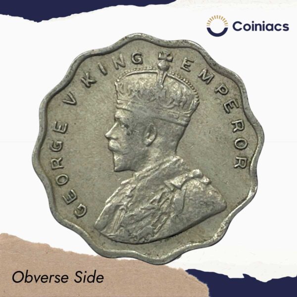 1 Anna George V King Emperor (1912-36) Cupro-Nickel Coin, British India Uniform Coinage, Collectible. - Image 2