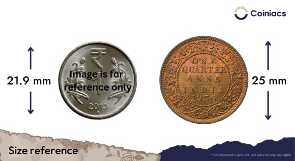 UNC Quarter Anna George V King Emperor (1912-36) Bronze Coin, British India Uniform Coinage, UNC. - Image 4