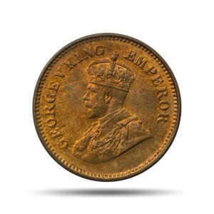 UNC 1/2 George V King Emperor (1912-36) Bronze Coin, British India Uniform Coinage, UNC.