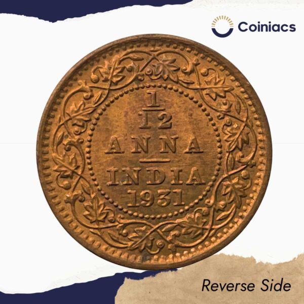 UNC 1/12 Anna George V King Emperor (1912-36) Bronze Coin, British India Uniform Coinage, UNC. - Image 3