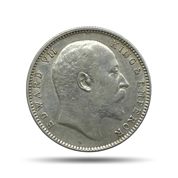 Scarce One Rupee Edward VII King Emperor (1903-1910) Silver Coin, British India Uniform Coinage, Collectible.