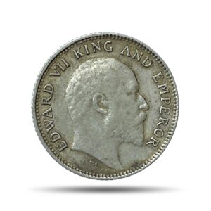 1/4 Rupee Edward VII King And Emperor (1903-1910) Silver Coin, British India Uniform Coinage, Collectible.