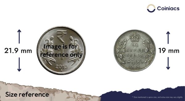 1/4 Rupee Edward VII King And Emperor (1903-1910) Silver Coin, British India Uniform Coinage, Collectible. - Image 4