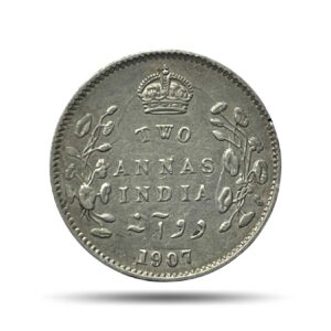 Two Annas Edward VII King And Emperor (1903-1910) Silver Coin, British India Uniform Coinage, Collectible.