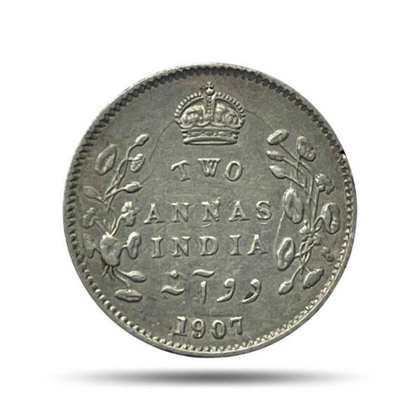 Two Annas Edward VII King And Emperor (1903-1910) Silver Coin, British India Uniform Coinage, Collectible.