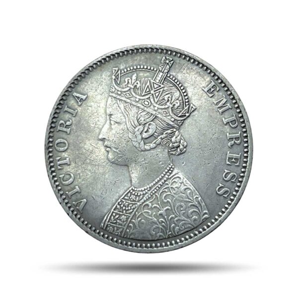 Rare One Rupee Victoria Empress (1877-1901) Silver Coin, British India Uniform Coinage, Collectible.