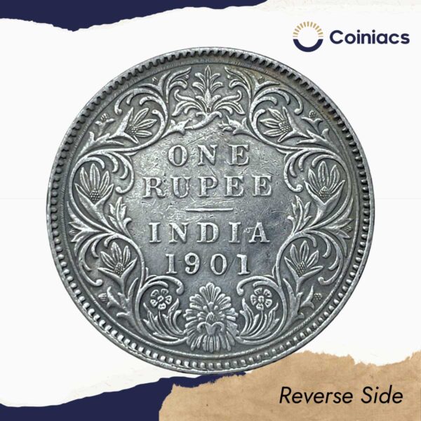 Rare One Rupee Victoria Empress (1877-1901) Silver Coin, British India Uniform Coinage, Collectible. - Image 3
