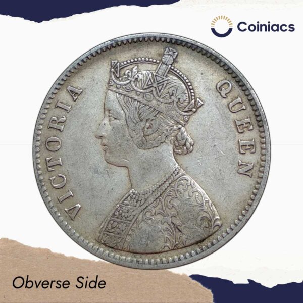 Rare One Rupee Victoria Queen (1862) Silver Coin, British India Uniform Coinage, Collectable. - Image 2